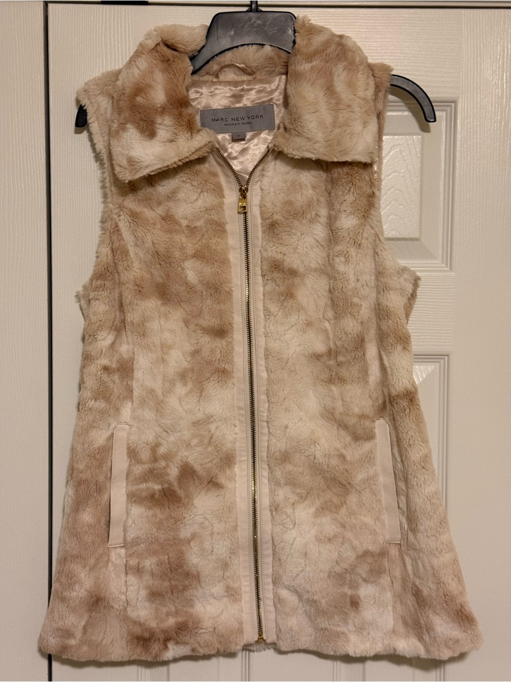 Marc New York Cream Faux Fur Zip Vest